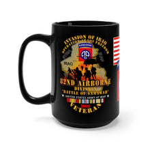 Load image into Gallery viewer, Black Mug 15oz - Army - 82nd Airborne Division - Battle of Samawah, Iraq Invasion 2003 - Operation Iraqi Freedom with Iraq War Service Ribbons