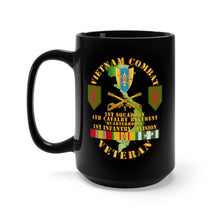 Load image into Gallery viewer, Black Mug 15oz - Vietnam Combat Infantry Vet - 1st Squadron 4th Cav - 1st Inf Div SSI