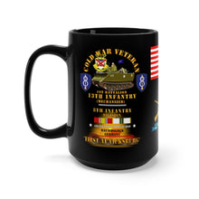 Load image into Gallery viewer, Black Mug 15oz - Cold War Vet - 1st Battalion, 13th Infantry Regiment - Baumholder, Germany - M113 APC - First In Vicksburg Forty Rounds