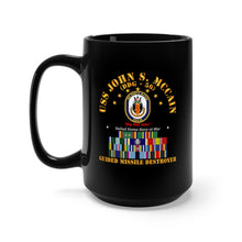 Load image into Gallery viewer, Black Mug 15oz - Navy - Destroyer - USS John S McCain - Ships Ribbons