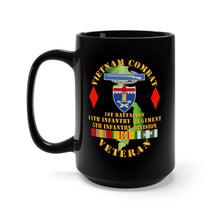 Load image into Gallery viewer, Black Mug 15oz - Army - Vietnam Combat Vet - 1st Bn 11th Infantry - 5th Inf Div SSI