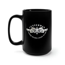 Load image into Gallery viewer, Black Mug 15oz - USCG - Cutterman Badge - Enlisted - Silver