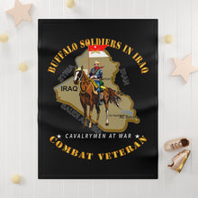 Load image into Gallery viewer, Soft Fleece Blanket - Army - Buffalo Soldiers in Iraq - Cavalrymen at War - 9th Cav Guidon