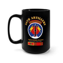 Load image into Gallery viewer, Black Mug 15oz - Army - 56th Artillery - Pershing w Svc Medals
