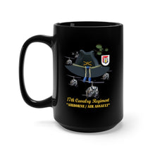 Load image into Gallery viewer, Black Mug 15oz - Army - 17th Cavalry Hat - Abn - Air Assault w Br w Flash w Slicks