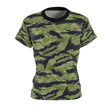 Load image into Gallery viewer, Women's AOP Cut & Sew Tee - Vietnam Military Tiger Stripe Jungle Camouflage