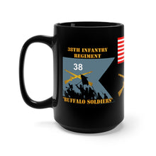 Load image into Gallery viewer, Black Mug 15oz - Army - 38th Infantry Regiment on Guidon with Bayonet Charge - Buffalo Soldiers