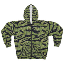 Load image into Gallery viewer, AOP Unisex Zip Hoodie - Military Tiger Stripe Jungle Camouflage