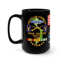 Load image into Gallery viewer, Black Mug 15oz - Army - 196th Light Infantry Brigade - Vietnam War Veteran with Jungle Patrol, Combat Infantryman Badge and Vietnam Service Ribbons