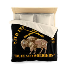 Load image into Gallery viewer, Microfiber Duvet Cover - Army - 24th Infantry Regiment - Buffalo Soldiers w 24th Inf Branch Insignia