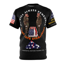 Load image into Gallery viewer, All Over Printing - We Will Always Remember - We will never forget - Folded Flag - A Grateful Nation Thanks You