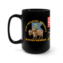 Load image into Gallery viewer, Black Mug 15oz - Army - 41st Infantry Regiment Buffalo Soldiers with Regimental Colors, Civ