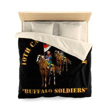 Load image into Gallery viewer, Microfiber Duvet Cover - Army - 10th Cavalry Regiment w Cavalrymen - Buffalo Soldiers