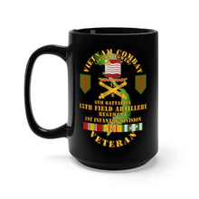 Load image into Gallery viewer, Black Mug 15oz - Army - Vietnam Combat Vet - 6th Bn 15th Artillery - 1st Infantry Div w105mm
