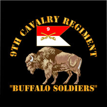 Load image into Gallery viewer, Microfiber Duvet Cover - Army - 9th Cavalry Regiment - Buffalo Soldiers w 9th Cav Guidon