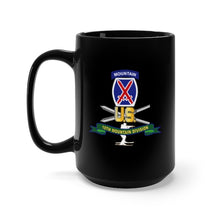 Load image into Gallery viewer, Black Mug 15oz - Army - 10th Mountain Division - SSI w Ski Branch - Ribbon X 300