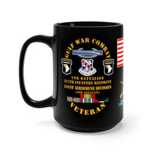 Load image into Gallery viewer, Black Mug 15oz - Gulf War Combat Veteran, Bravo Company, 2nd Battalion, 327th Infantry Regiment, 101st Airborne Division
