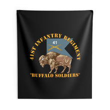 Load image into Gallery viewer, Indoor Wall Tapestries - Army - 41st Infantry Regiment - Buffalo Soldiers w 41st Inf Guidon X 300