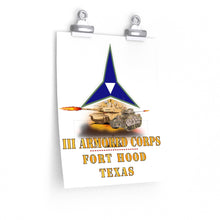 Load image into Gallery viewer, Premium Matte vertical posters - Army - III Armored Corps - M1A1 - M2 Bradely Firing - Fort Hood Texas X 300