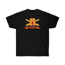 Load image into Gallery viewer, Unisex Ultra Cotton Tee - Army - 57th Artillery Brigade - Shoulder Sleeve Insignia (SSI) with Artillery Branch and Ribbon - American Patriot