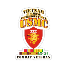 Load image into Gallery viewer, Kiss-Cut Stickers - USMC - III MAF - Combat Vet w VN SVC Medals