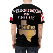 Load image into Gallery viewer, AOP - Black Shirt - Texas - Freedom of Choice - Texas State Map