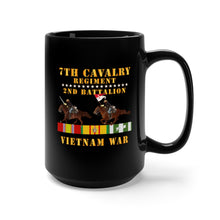 Load image into Gallery viewer, Black Mug 15oz - Army - 2nd Battalion, 7th Cavalry Regiment - Vietnam War wt 2 Cav Riders and VN SVC X300