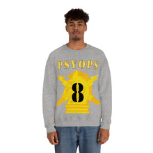 Load image into Gallery viewer, Unisex Heavy Blend Crewneck Sweatshirt - Army - PSYOPS w Branch Insignia - 8th Battalion Numeral - Line X 300 - Hat