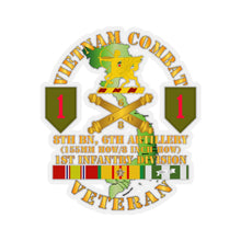 Load image into Gallery viewer, Kiss-Cut Stickers - Army - Vietnam Combat Vet - 8th Bn 6th Artillery - 1st Inf Div SSI