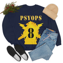 Load image into Gallery viewer, Unisex Heavy Blend Crewneck Sweatshirt - Army - PSYOPS w Branch Insignia - 8th Battalion Numeral - Line X 300 - Hat