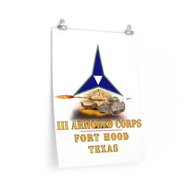 Load image into Gallery viewer, Premium Matte vertical posters - Army - III Armored Corps - M1A1 - M2 Bradely Firing - Fort Hood Texas X 300