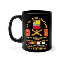 Load image into Gallery viewer, Black mug 11oz - Army - 1st Battalion 80th Artillery - 72nd FA Brigade - Aschaffenburg Federal Republic of Germany with COLD Service Ribbons