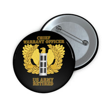 Load image into Gallery viewer, Custom Pin Buttons - Army - Emblem - Warrant Officer - CW3 - Retired