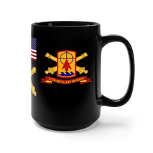 Load image into Gallery viewer, Black mug 15oz - Army 57th Artillery Brigade - DUI with Branch - 57th Artillery Brigade - SSI w Branch - Ribbon