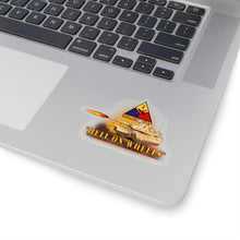 Load image into Gallery viewer, Kiss-Cut Stickers - Army - 2nd Armored Division - M1A1 Tank - Hell on Wheels w Fire X 300