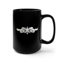 Load image into Gallery viewer, Black Mug 15oz - USCG - Cutterman Badge - Enlisted - Silver wo Txt