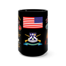 Load image into Gallery viewer, Black Coffee Mug 15oz - Army - Company C, 58th Infantry, - Nellingen Germany w Long Range Surveillance Scroll with Cold War Service Ribbons