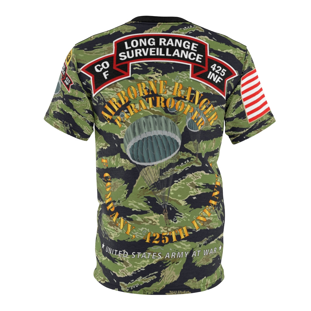 All Over Printing - Army - F Company, 425th Long Range Surveillance  (RANGER) - Military Tiger Stripe Jungle Camouflage Shirt