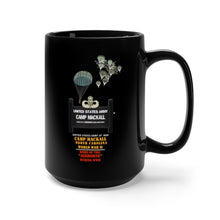 Load image into Gallery viewer, Black Mug 15oz - Army - Camp MacKall, NC - Home of the Airborne - Sign - Jumpers X 300