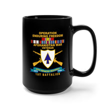 Load image into Gallery viewer, Black Mug 15oz - Army - 26th Infantry Regiment - DUI w Br - Ribbon - TOP - 1st Bn w Afghan SVC X 300