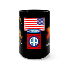 Load image into Gallery viewer, Black Mug 15oz - Army - 82nd Airborne Division - Battle of Samawah, Iraq Invasion 2003 - Operation Iraqi Freedom with Iraq War Service Ribbons