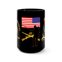 Load image into Gallery viewer, Black Mug 15oz - Army - 41st Infantry Regiment Buffalo Soldiers with Regimental Colors, Civ