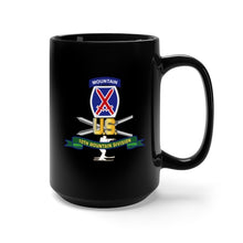 Load image into Gallery viewer, Black Mug 15oz - Army - 10th Mountain Division - SSI w Ski Branch - Ribbon X 300