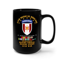 Load image into Gallery viewer, Black Mug 15oz - Army - 44th Medical Brigade - Desert Shield - Storm w DS Svc