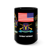 Load image into Gallery viewer, Black Mug 15oz - Army - 196th Light Infantry Brigade - Vietnam War Veteran with Jungle Patrol, Combat Infantryman Badge and Vietnam Service Ribbons