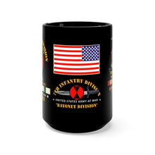 Load image into Gallery viewer, Black Mug 15oz - Army - 7th Infantry Div - Bayonet Division - Camp Casey Korea - Tong Du Chon - Cold War Veteran