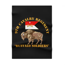 Load image into Gallery viewer, Soft Fleece Blanket - Army - 9th Cavalry Regiment - Buffalo Soldiers w 9th Cav Guidon