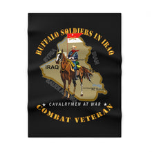 Load image into Gallery viewer, Soft Fleece Blanket - Army - Buffalo Soldiers in Iraq - Cavalrymen at War - 9th Cav Guidon