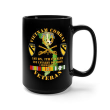 Load image into Gallery viewer, Black Mug 15oz - Army - Vietnam Combat Cavalry Veteran w 1st Bn 7th Cav DUI - 1st Cav Div