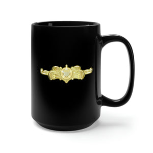 Black Mug 15oz - USCG - Cutterman Badge - Officer - Gold wo Txt